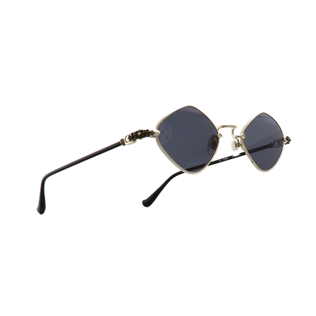 Chrome Hearts Diamond Dog sunglasses front view | Diamond Dog sunglasses side profile | Chrome Hearts Diamond Dog detailing | Luxury Diamond Dog eyewear close-up