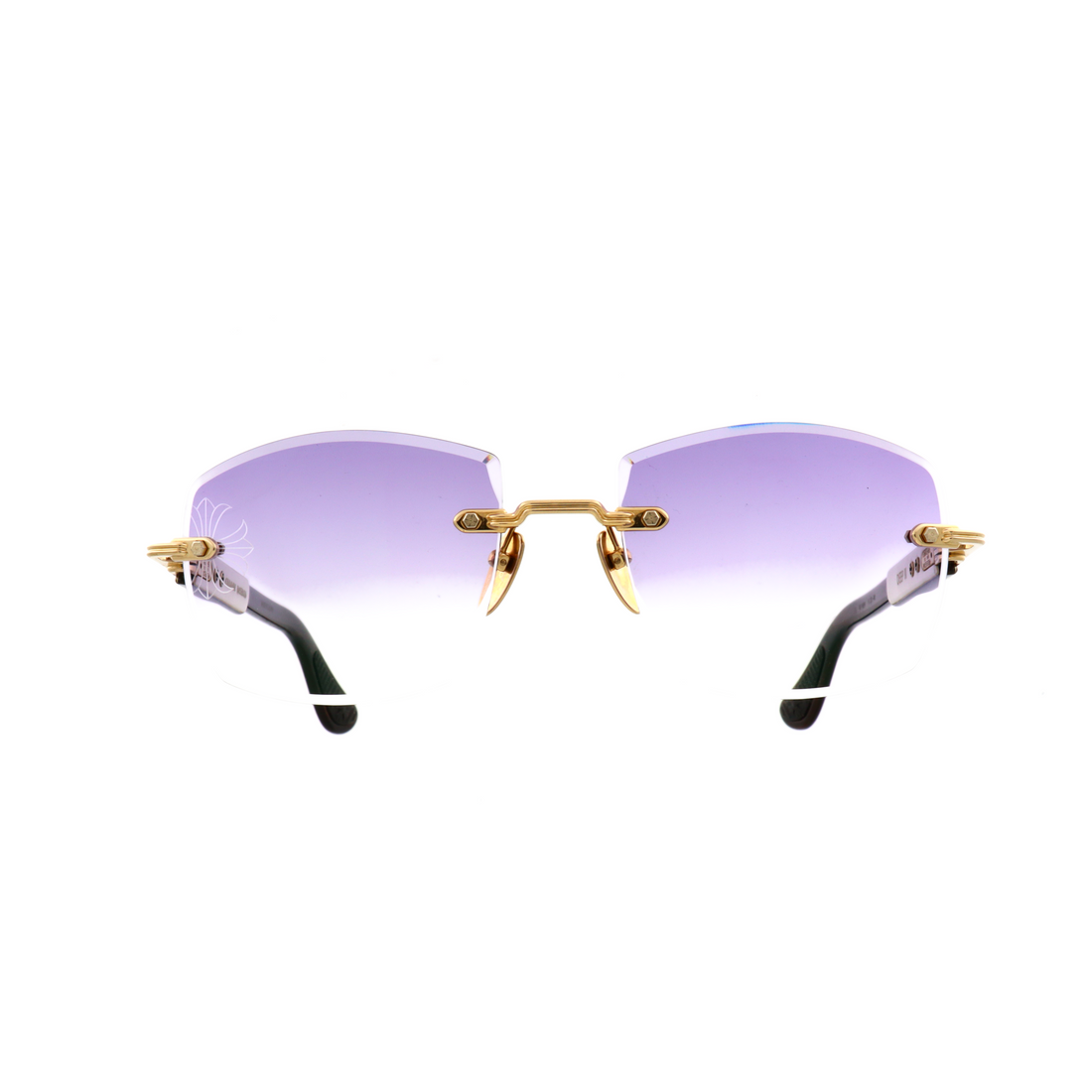 Luxury Chrome Hearts sunglasses in gold wood