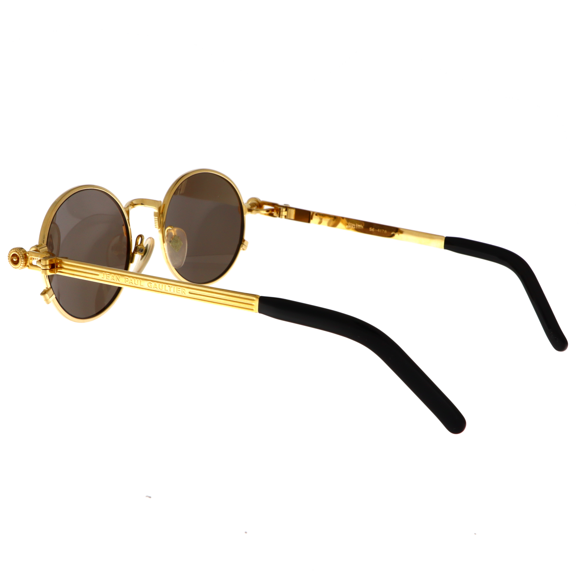 Luxury collectible gold sunglasses side profile