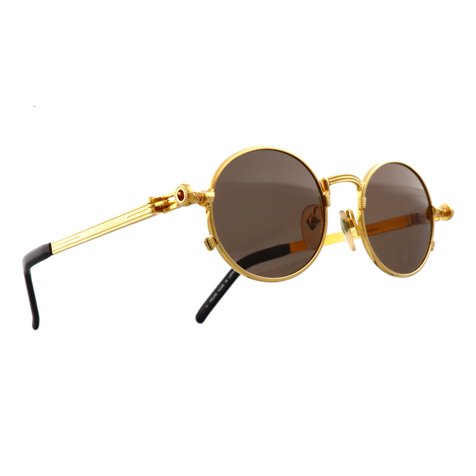 Vintage Jean Paul Gaultier gold eyewear close-up