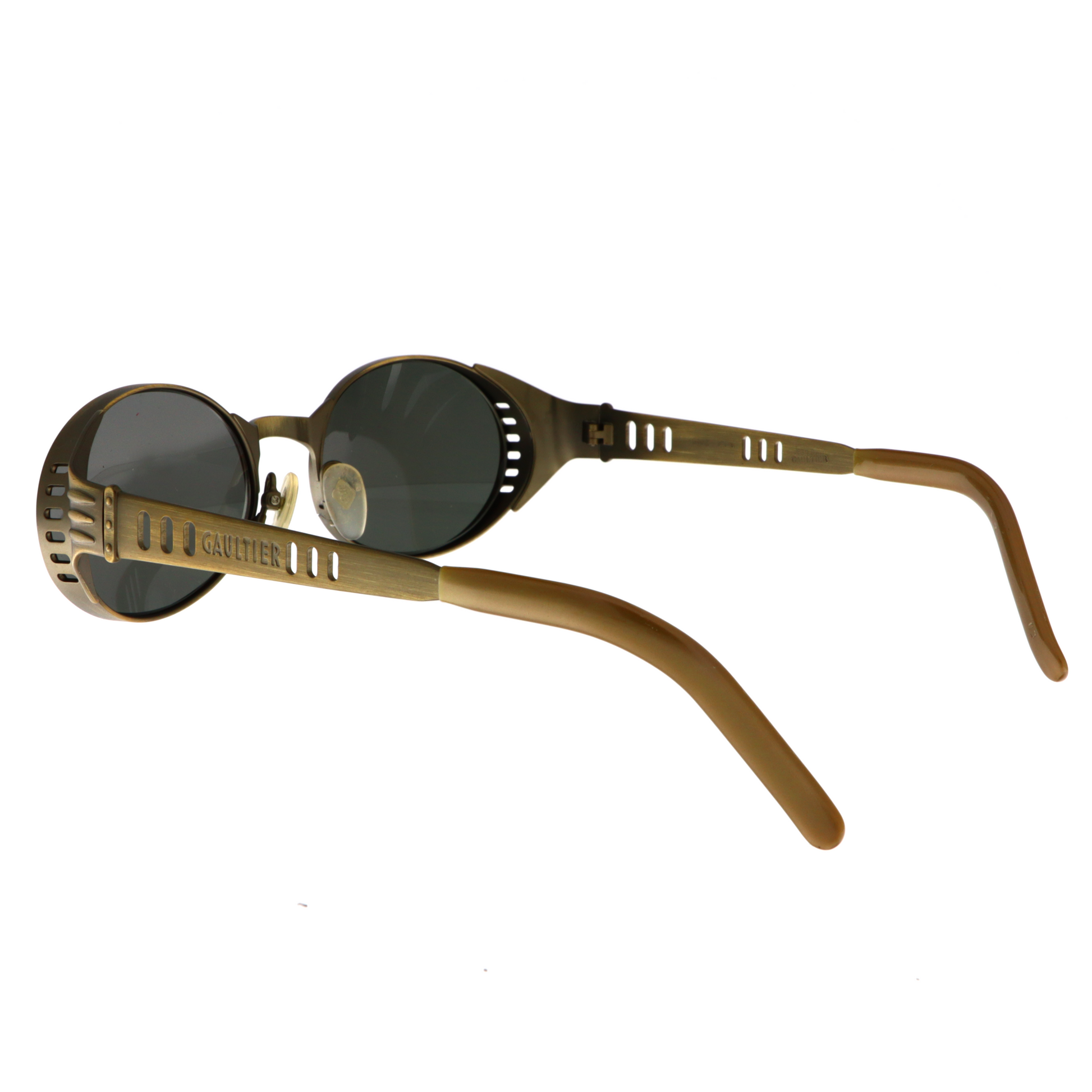 Luxury collectible brass sunglasses close-up