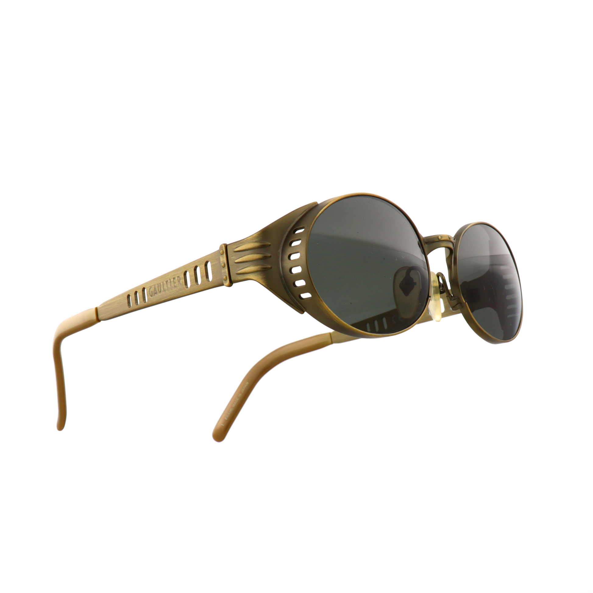Vintage brass Jean Paul Gaultier eyewear side profile