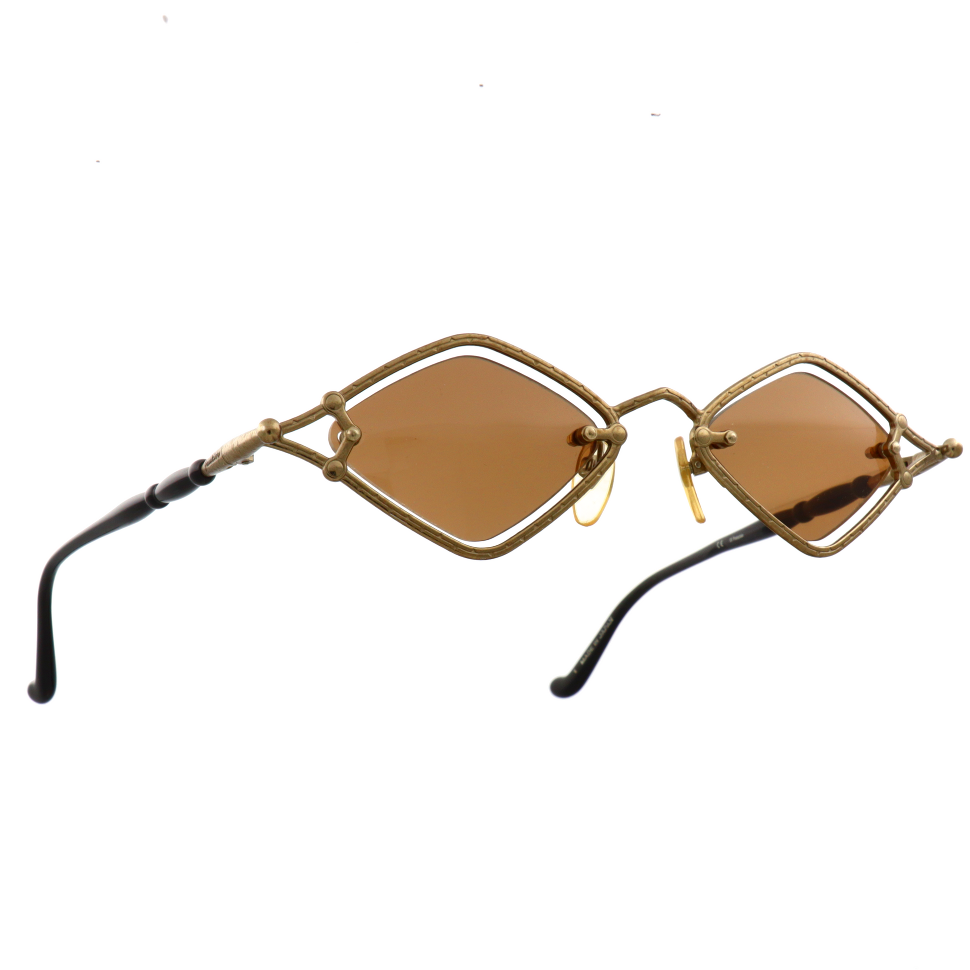 Vintage Jean Paul Gaultier brass eyewear close-up