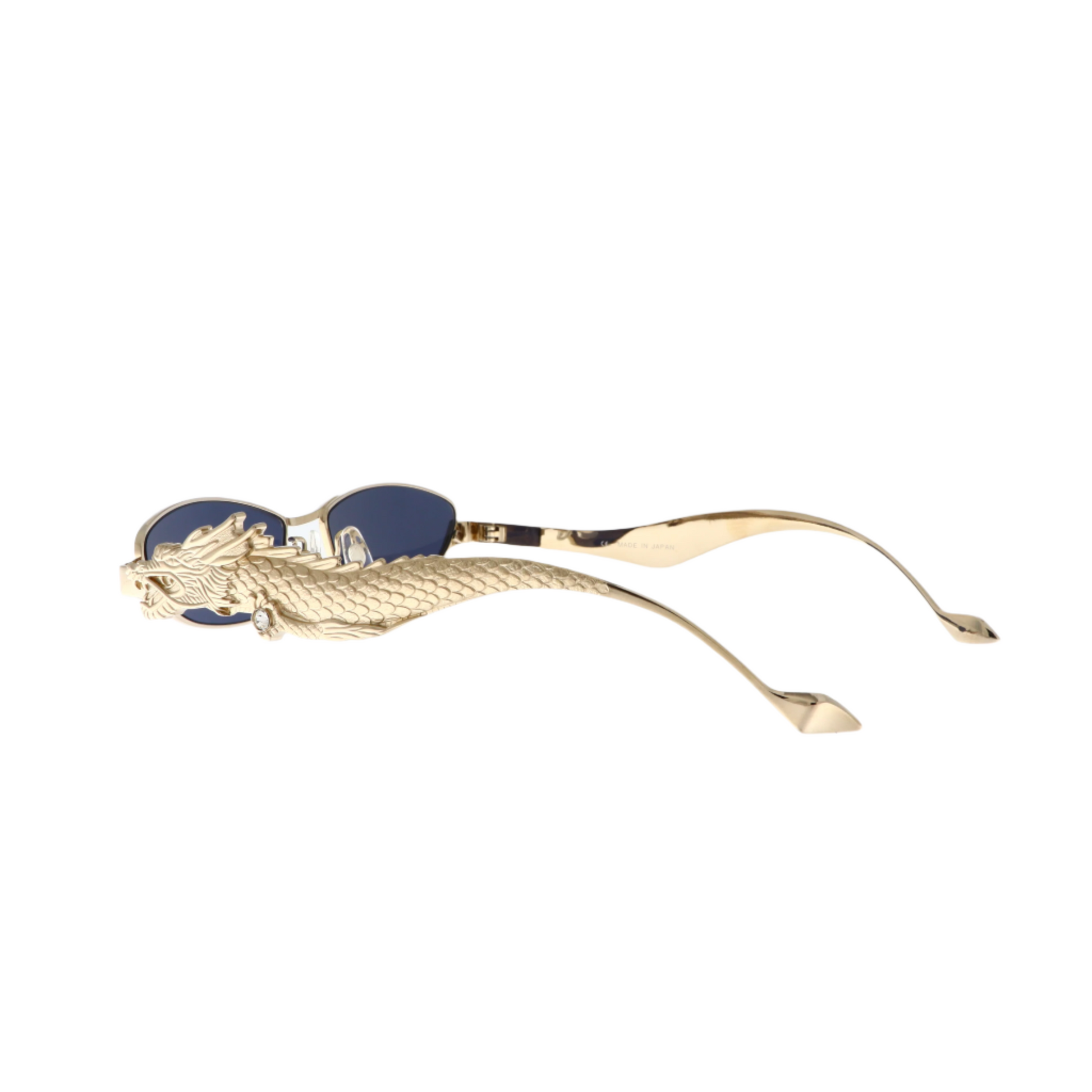 Rare collectible blue lens eyewear side profile