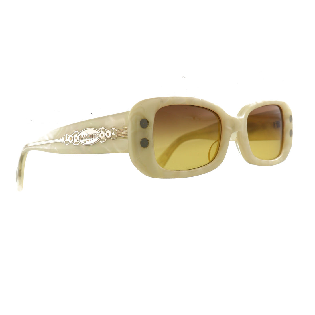 Jean Paul Gaultier 56-8007 sunglasses, vintage JPG watch arm sunglasses, 90s Gaultier eyewear made in Japan, grey to yellow gradient lens sunglasses