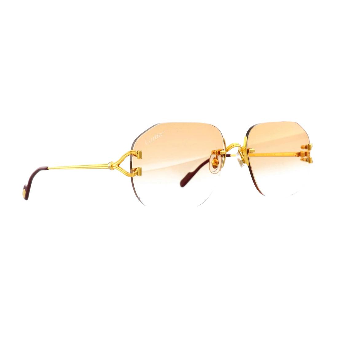 Brown Must de Cartier C decor sunglasses with size 56, featuring a stylish front design and brand logo for a sophisticated look.