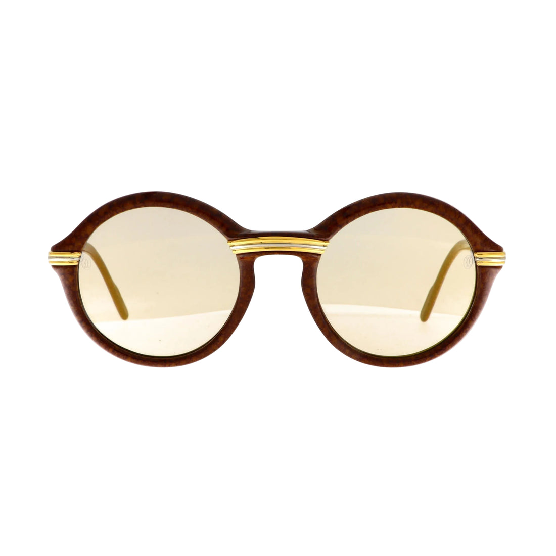 Cartier Must de Cabriolet Brown sunglasses with rectangular frames and brown tinted lenses, size 52.