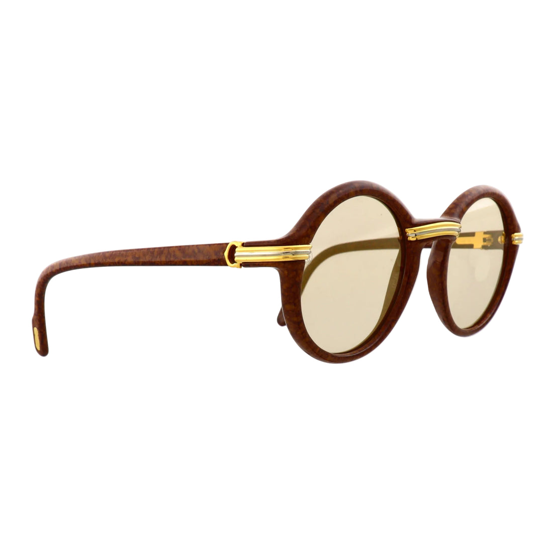 Cartier Must de Cabriolet Brown sunglasses with rectangular frames and brown tinted lenses, size 52.
