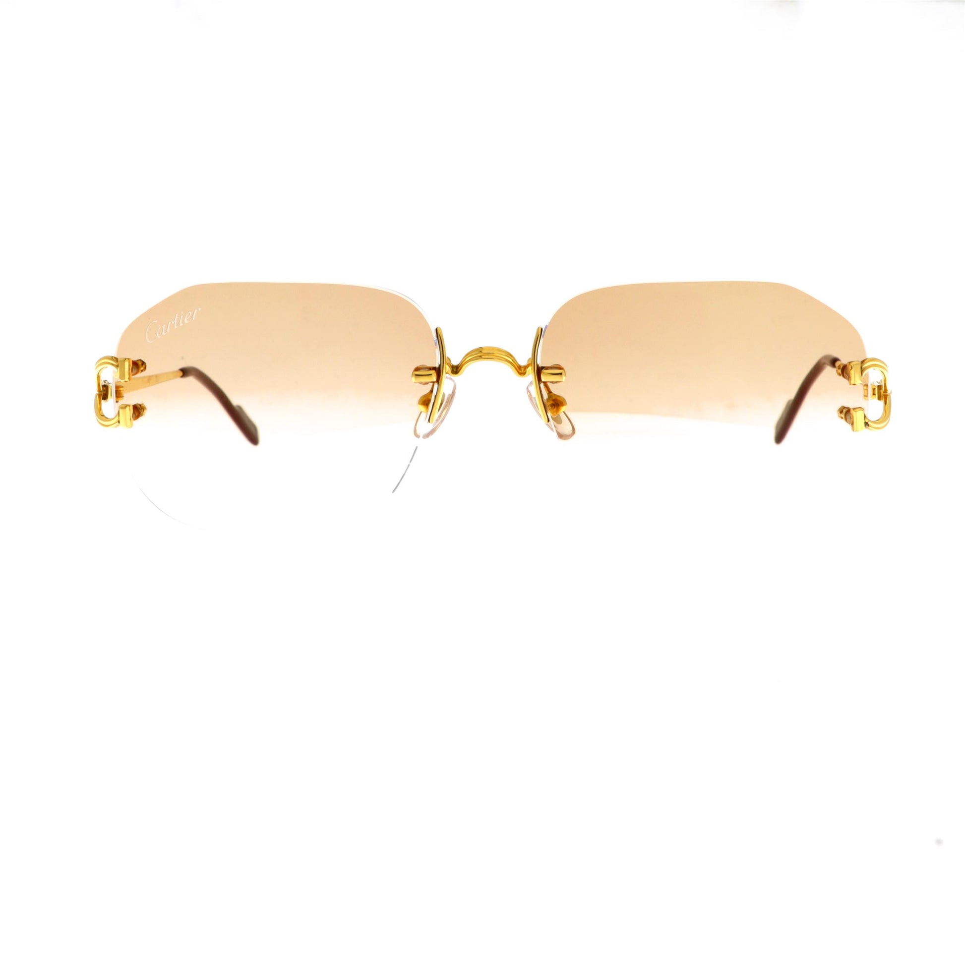 Brown Must de Cartier C decor sunglasses with size 56, featuring a stylish front design and brand logo for a sophisticated look.