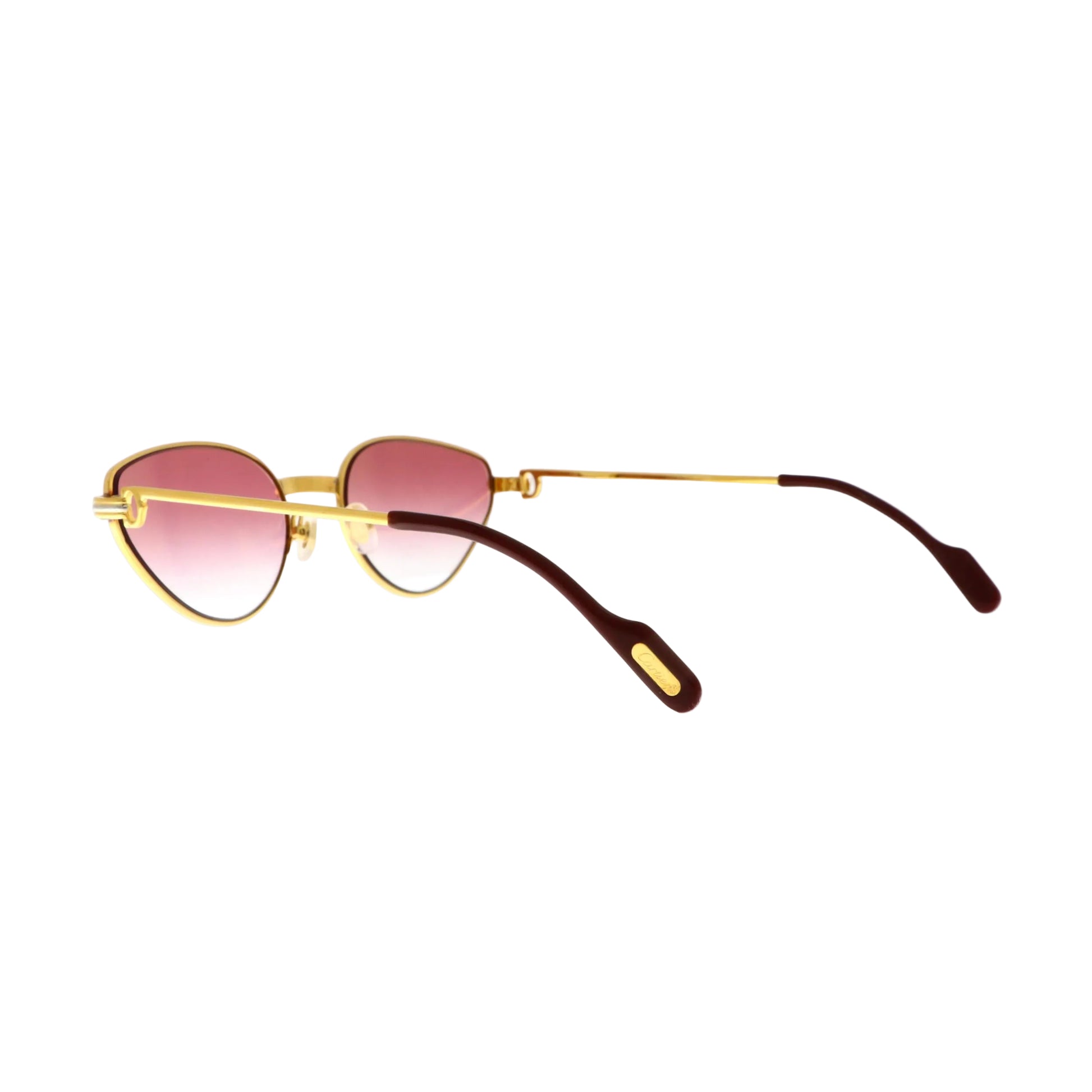 Cartier Must de Cartier Rivoli sunglasses with pink tinted lenses and stylish black frames.