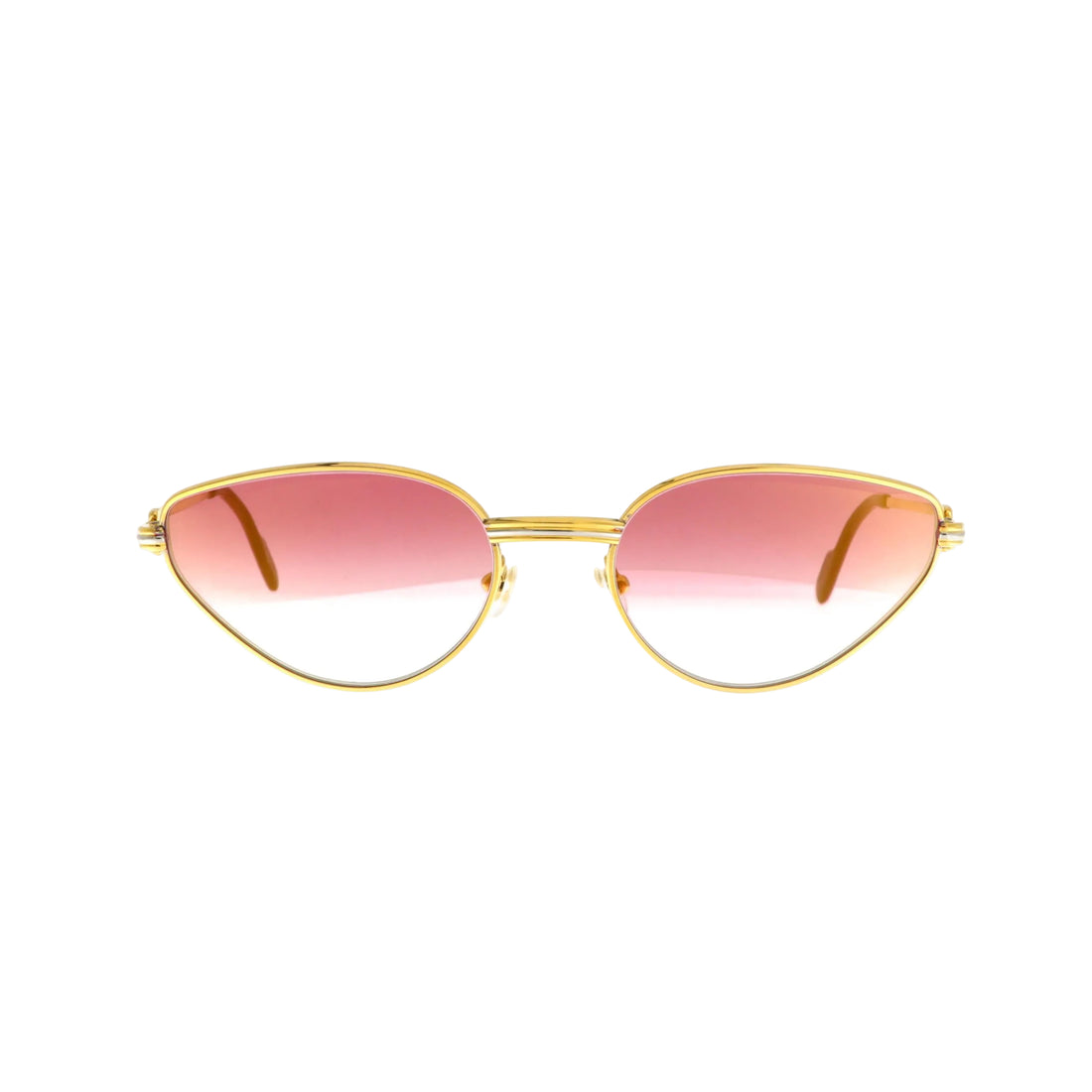 Cartier Must de Cartier Rivoli sunglasses with pink front and designer frame, stylish and protective eyewear for women.
