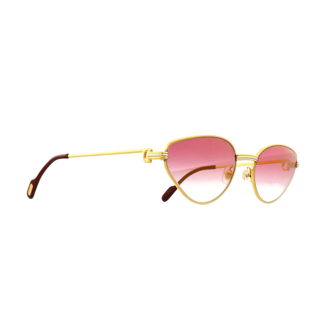 Cartier Must de Cartier Rivoli sunglasses with pink front and designer frame, stylish and protective eyewear for women.