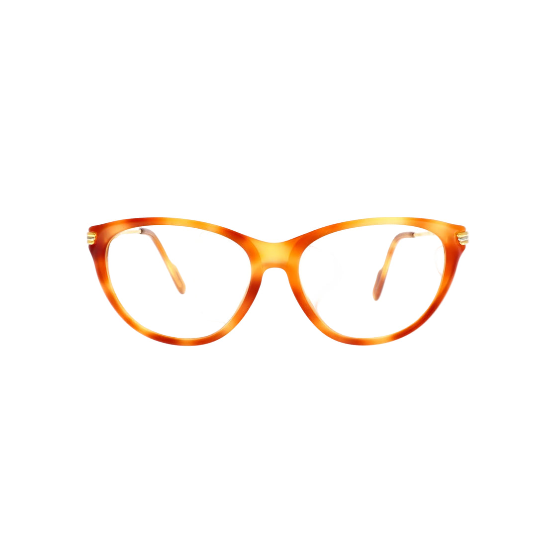Brown Cartier Must de Eclat sunglasses with rounded frames and tinted lenses, stylish and elegant eyewear for women.