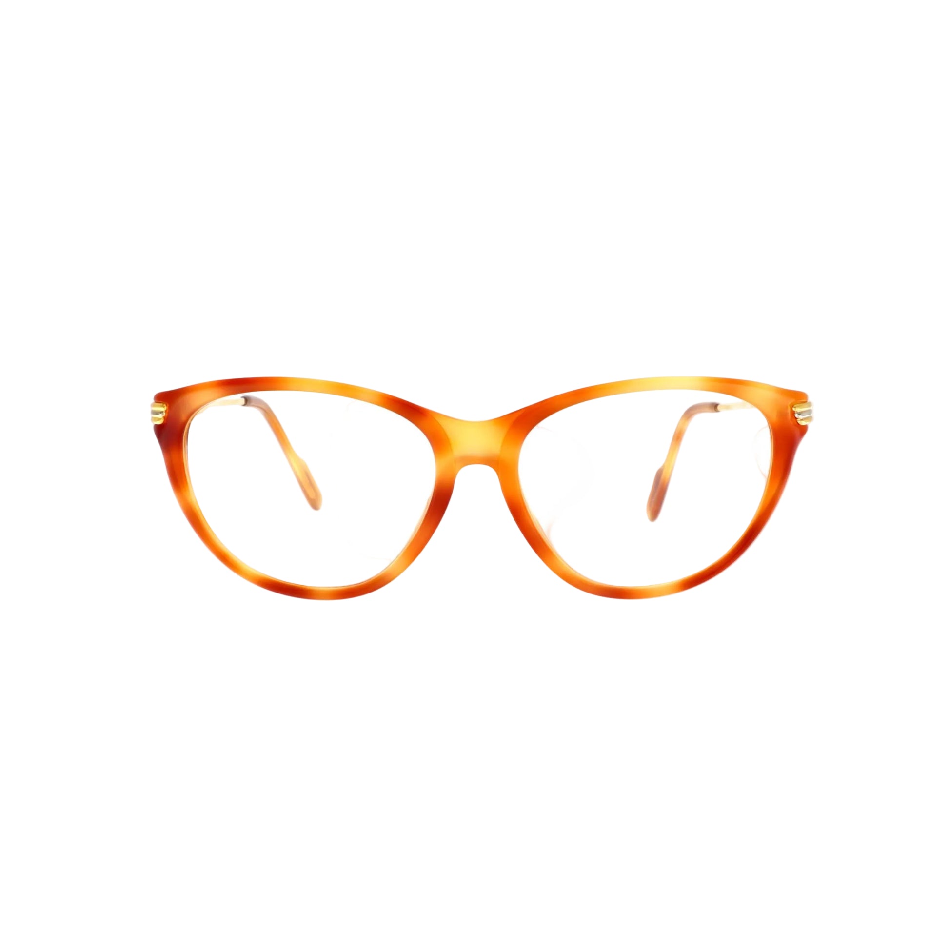 Brown Cartier Must de Eclat sunglasses with rounded frames and tinted lenses, stylish and elegant eyewear for women.
