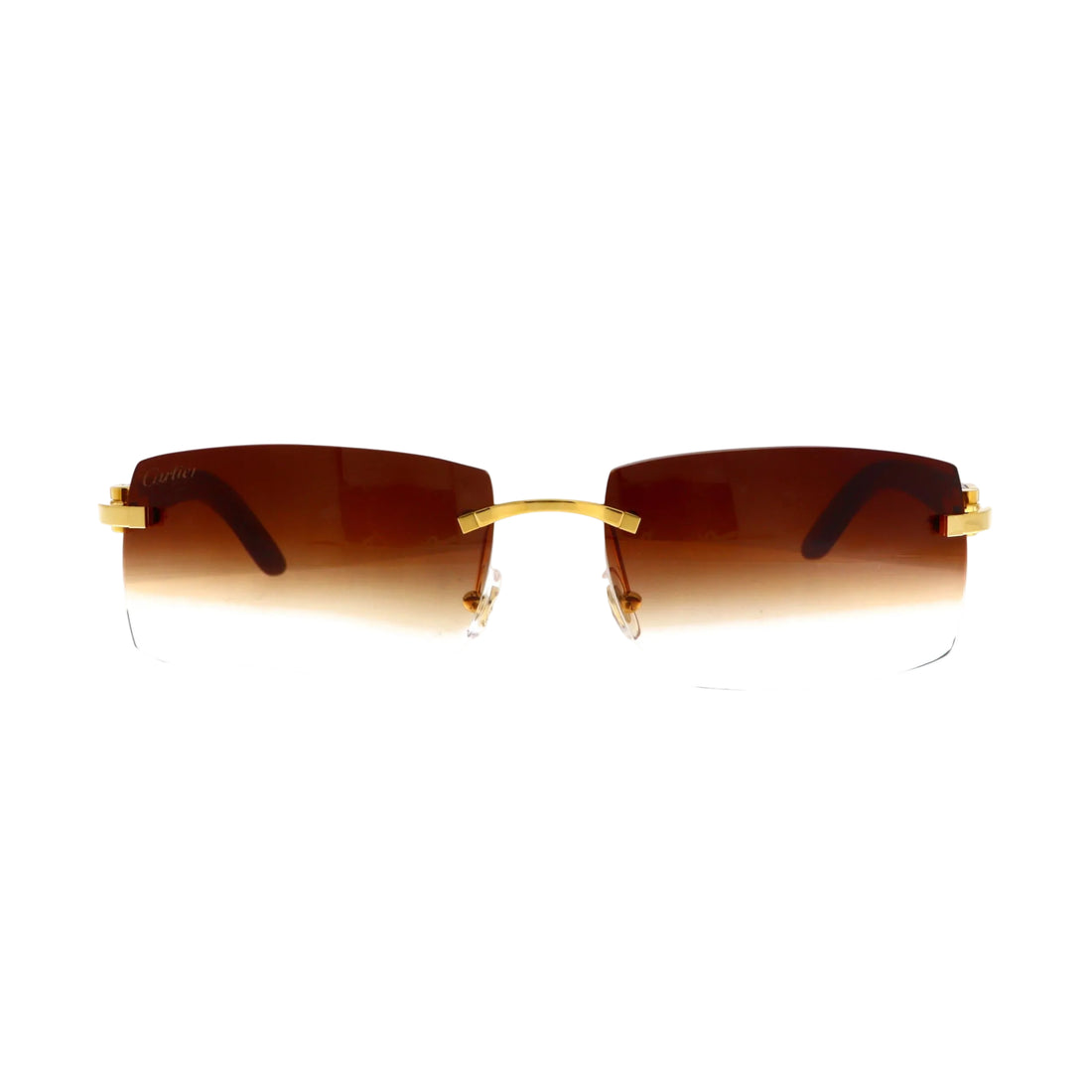 Cartier Rafaela sunglasses with brown front and CC motif design, vintage style from early 2000s.