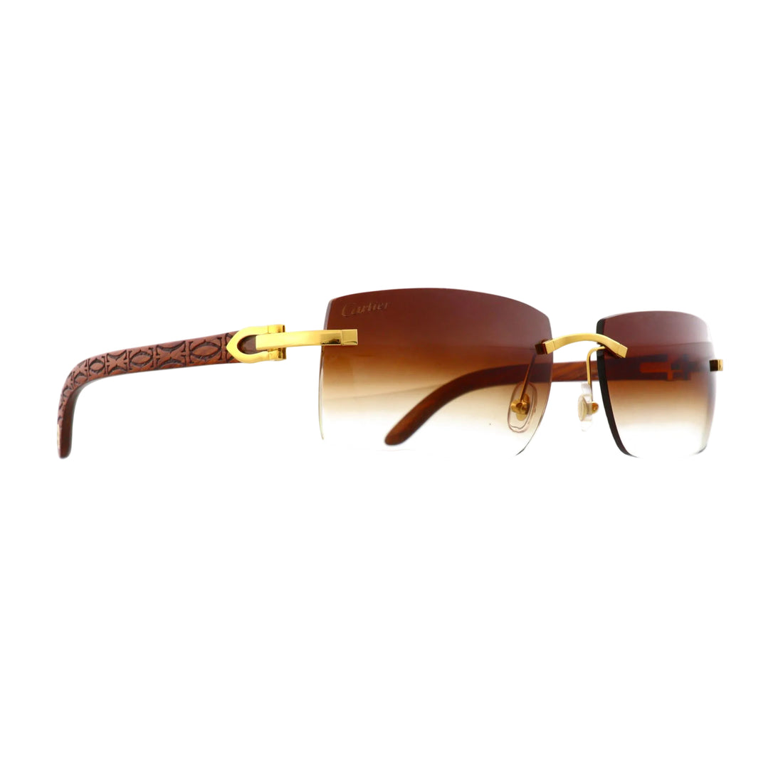 Cartier Rafaela sunglasses with brown front and CC motif design, vintage style from early 2000s.