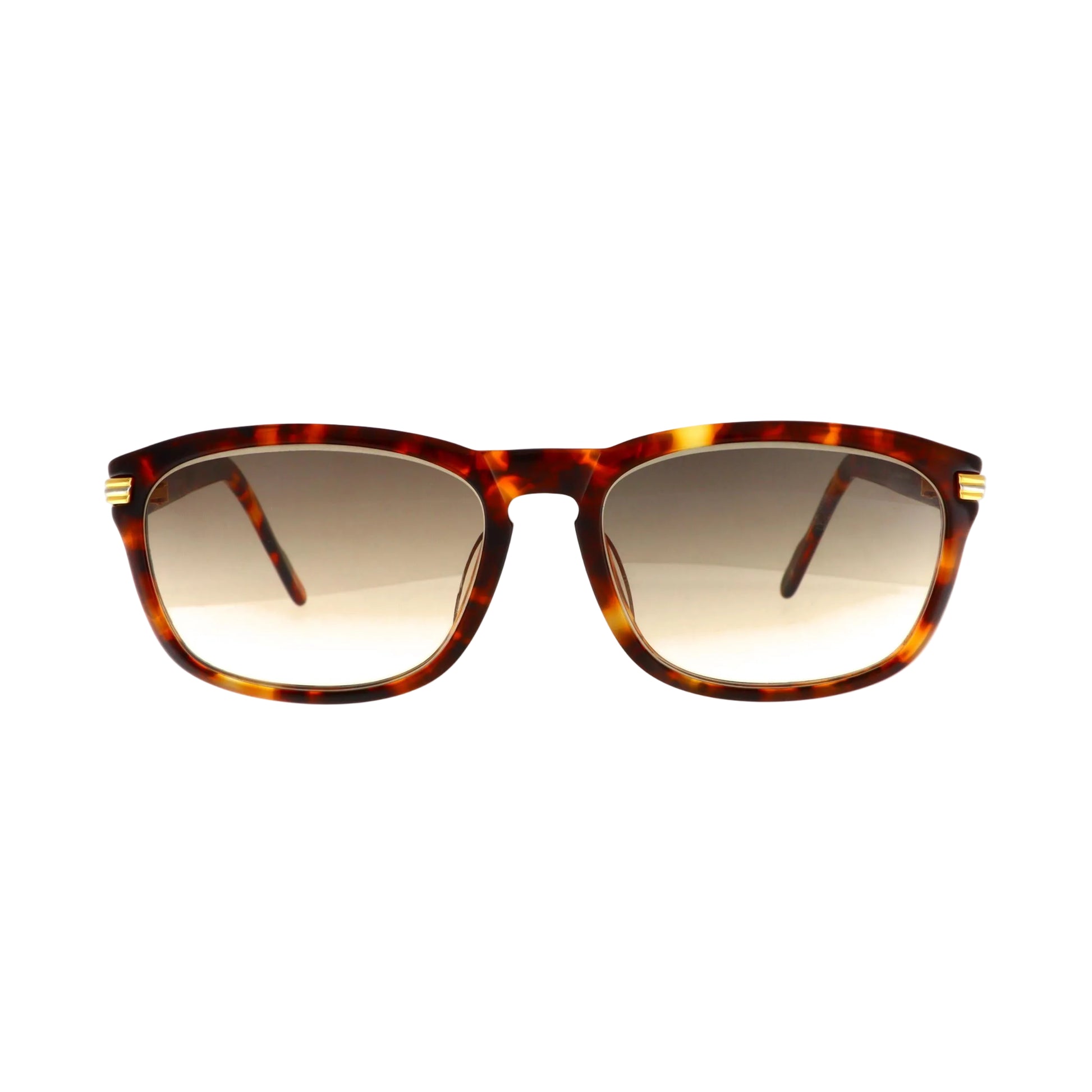 Cartier Must de Sunset sunglasses with brown front and stylish design, featuring sleek frame and tinted lenses.