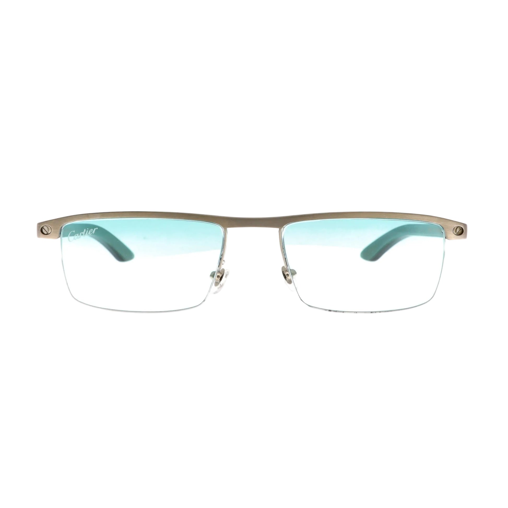 Cartier titanium sunglasses with blue front and sleek modern design, lightweight frame, and stylish look.