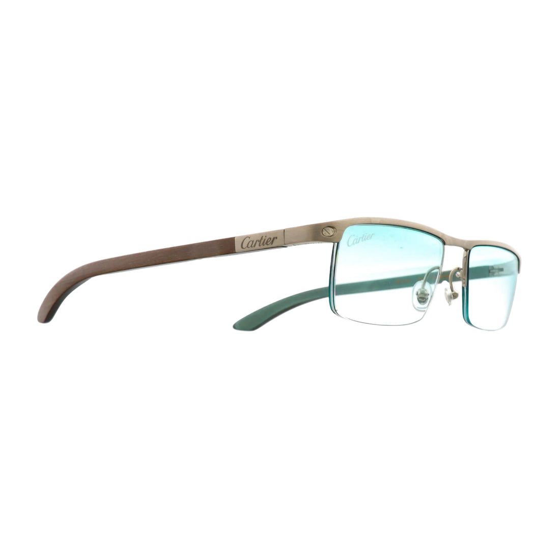Cartier titanium sunglasses with blue front and sleek modern design, lightweight frame, and stylish look.