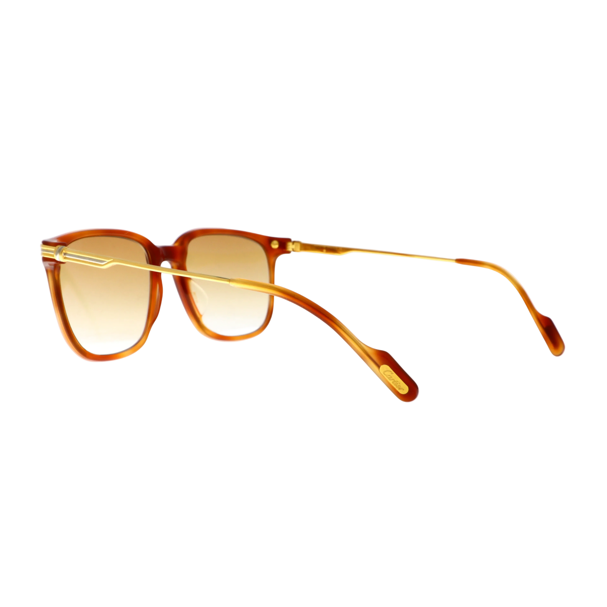 Cartier Must de Cartier Reflet sunglasses with light brown frames and tinted lenses, new with tags.