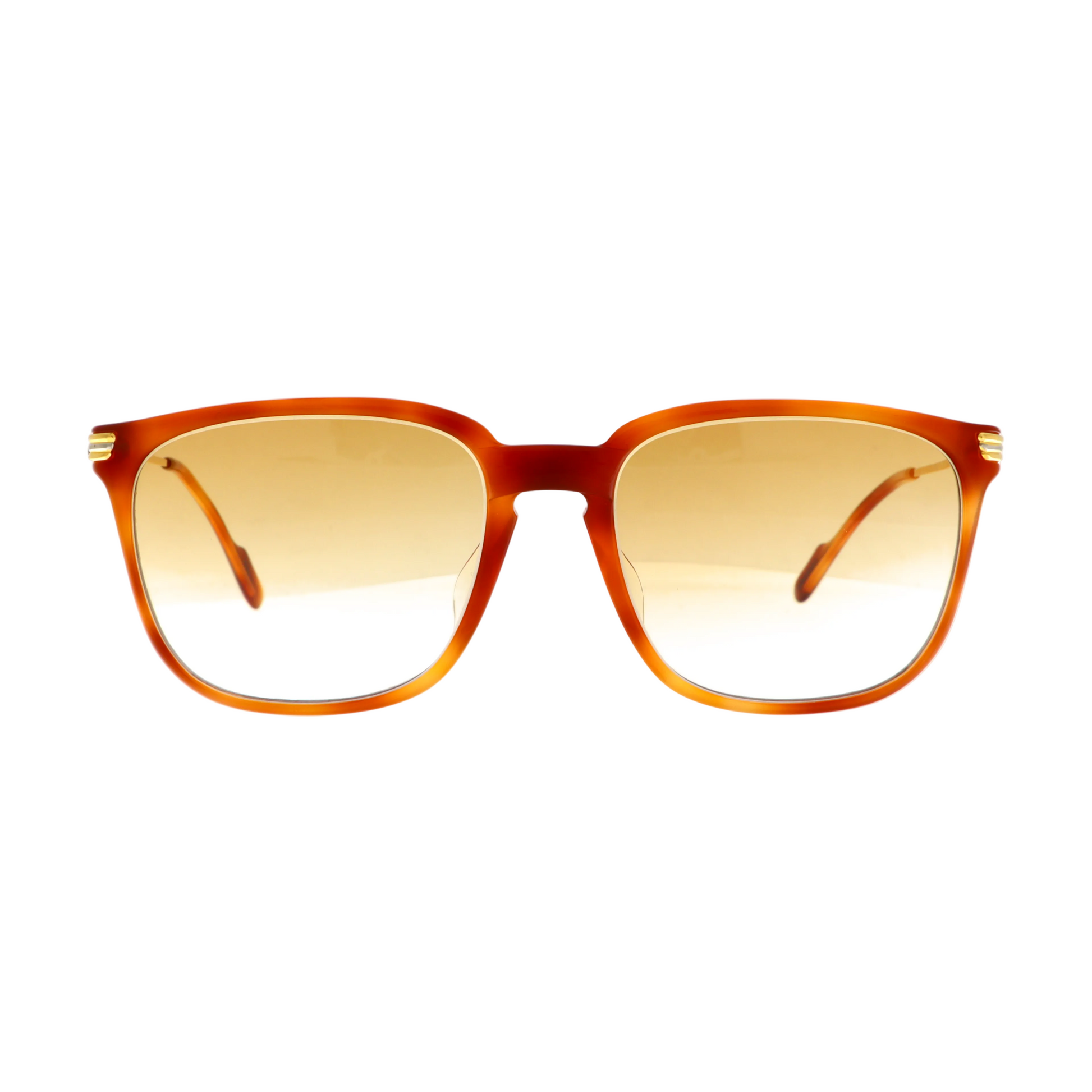 Cartier Must de Cartier Reflet sunglasses with light brown front, new with tags, featuring stylish frames and tinted lenses.
