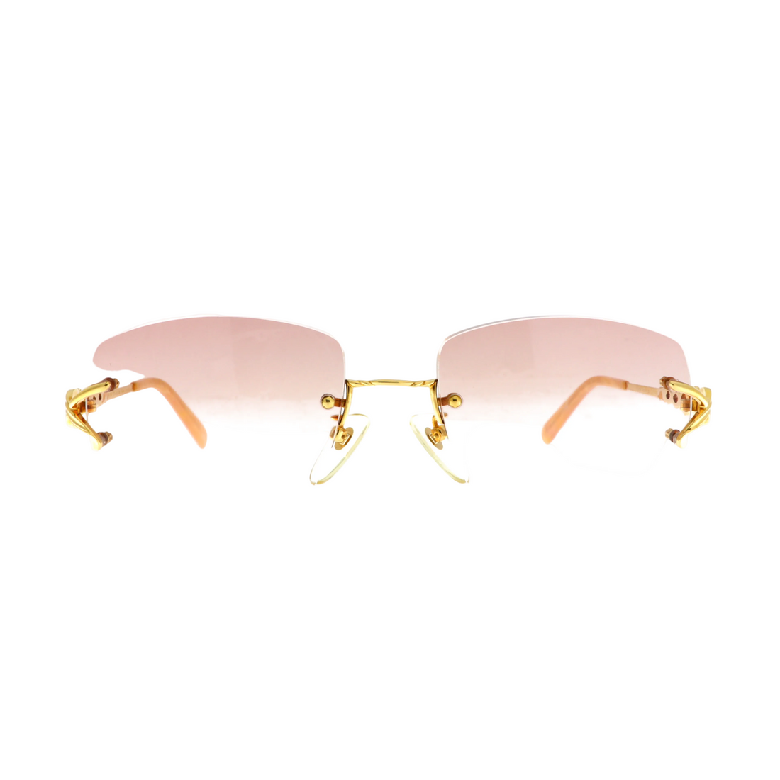 Fendi FE2087 rimless sunglasses with 18k solid gold frames, showcasing sleek, modern design and transparent lenses.