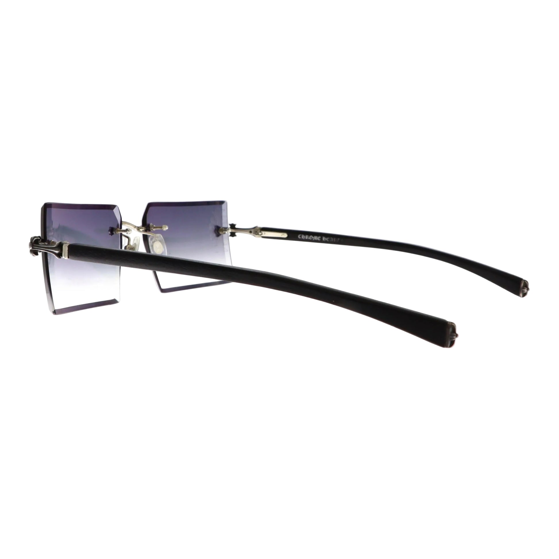 Chrome Hearts Cherry B sunglasses with black frames and tinted lenses, stylish eyewear with bold metal detailing.