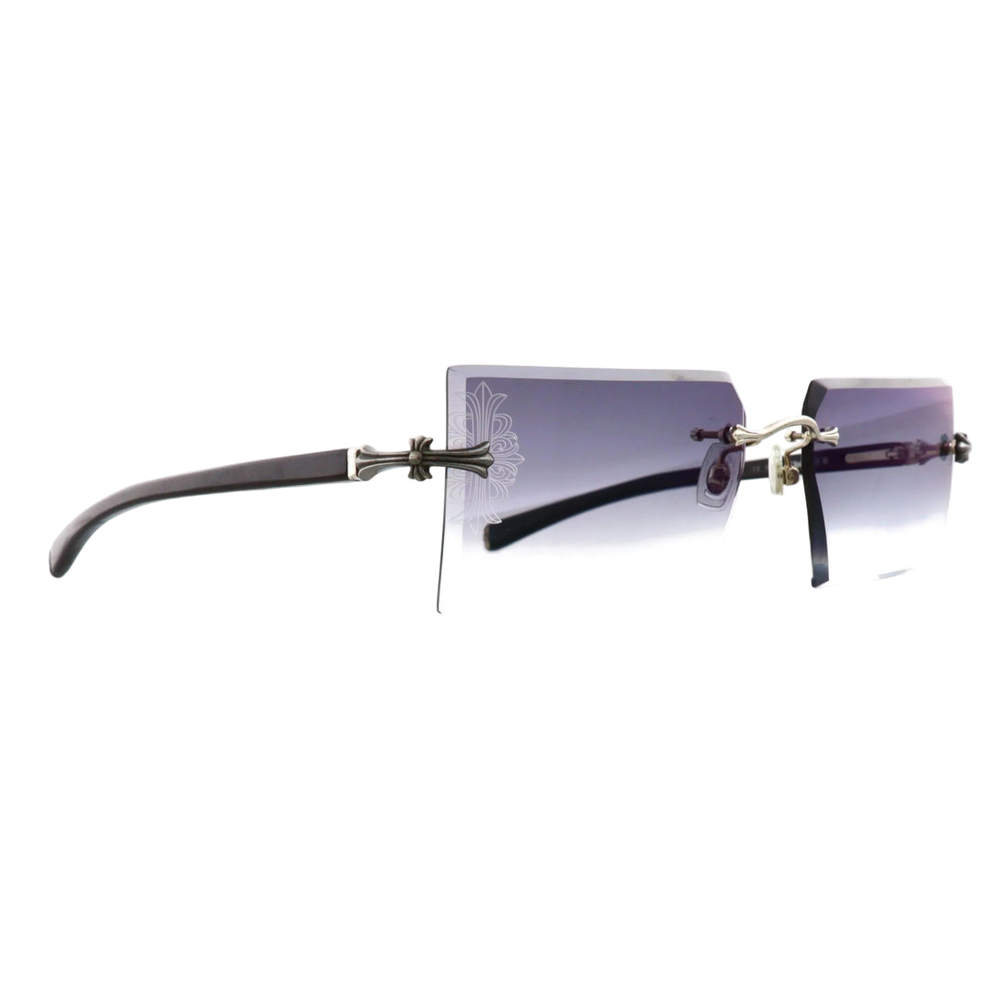 Chrome Hearts Cherry B sunglasses featuring black frames and stylish design, shown from a front view.