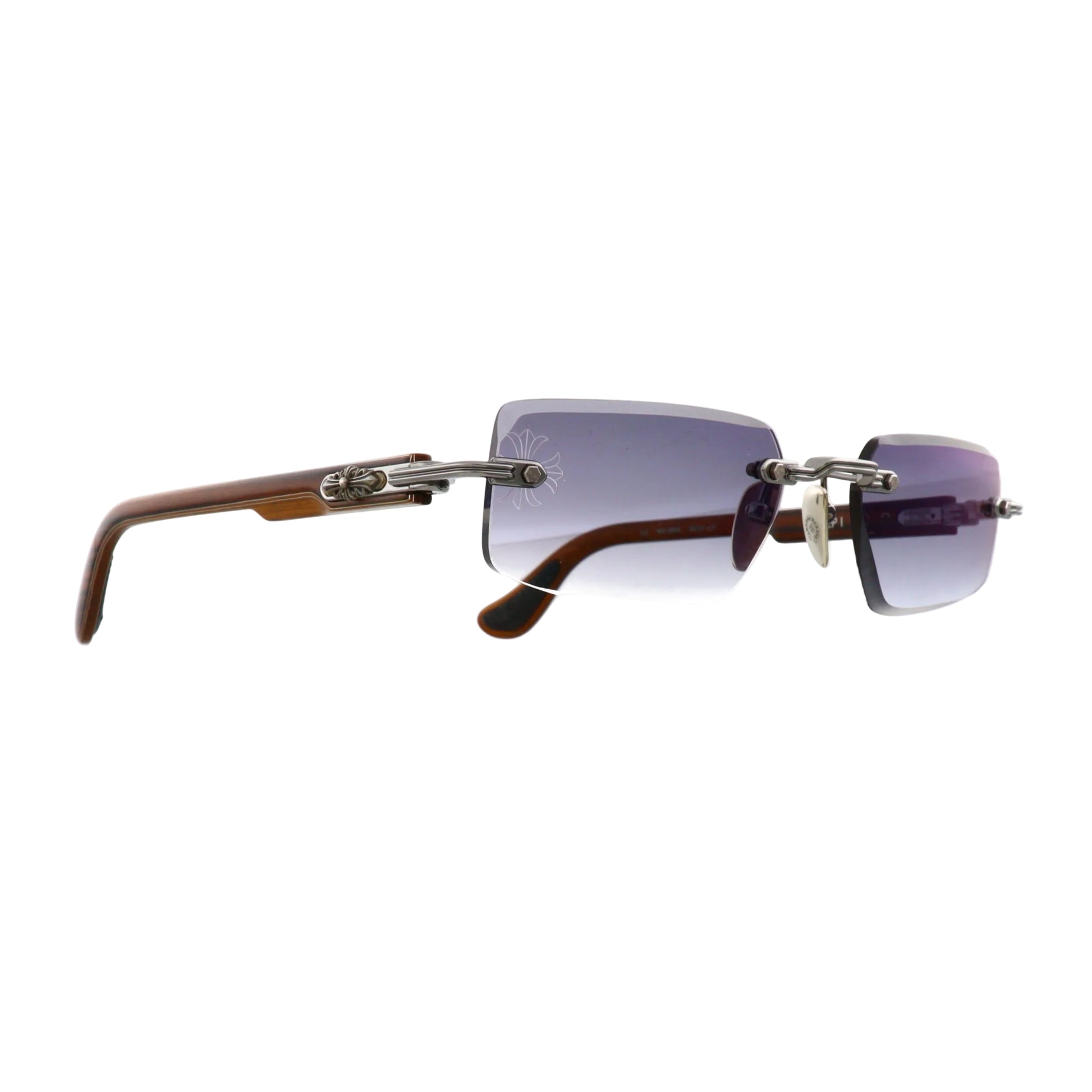 Chrome Hearts Deep I sunglasses with brown tinted lenses and bold metal frames, showcasing a stylish, high-end eyewear design.