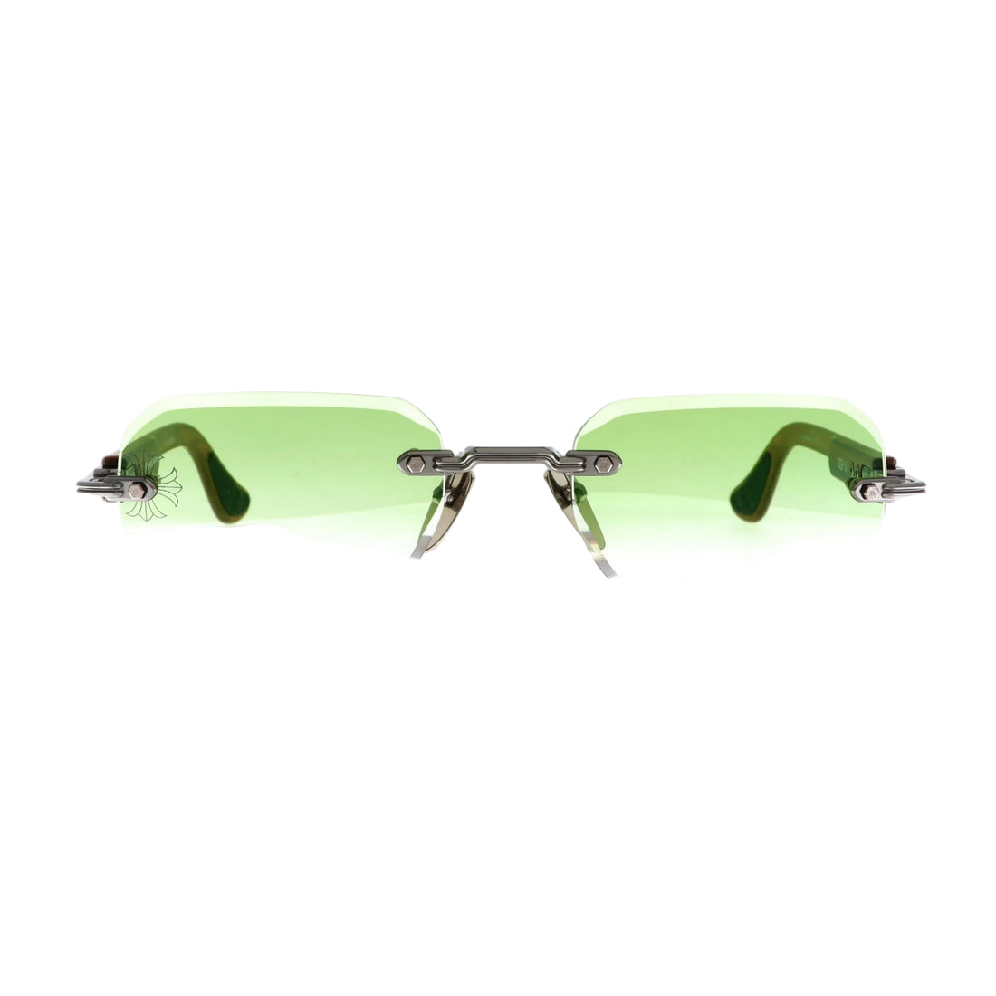 Chrome Hearts Deep III sunglasses with green gradient lenses, brown frame, new with tags, stylish and high-quality eyewear.