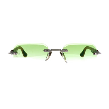 Chrome Hearts Deep III sunglasses with green gradient lenses, brown frame, new with tags, stylish and high-quality eyewear.