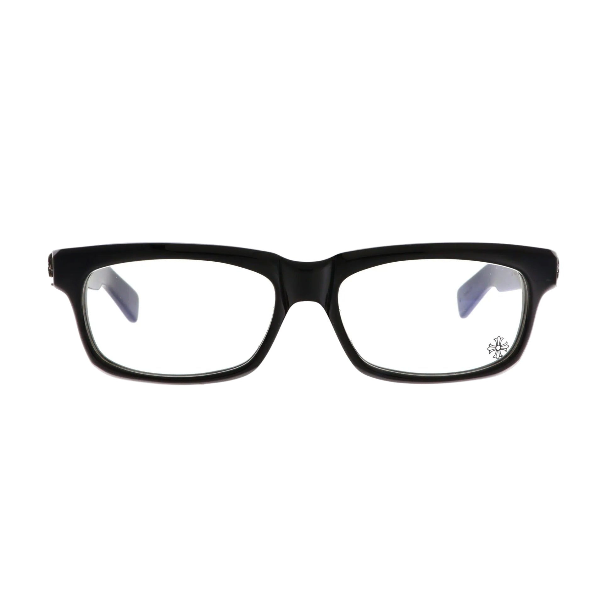 Black Chrome Hearts Foti H.T. sunglasses with thick frames and tinted lenses, stylishly displayed from the front view.