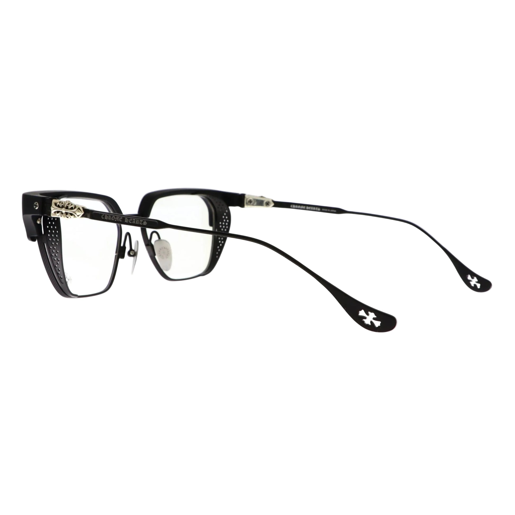 Chrome Hearts LGMA sunglasses with black frames and tinted lenses, showcasing a stylish and modern eyewear design.