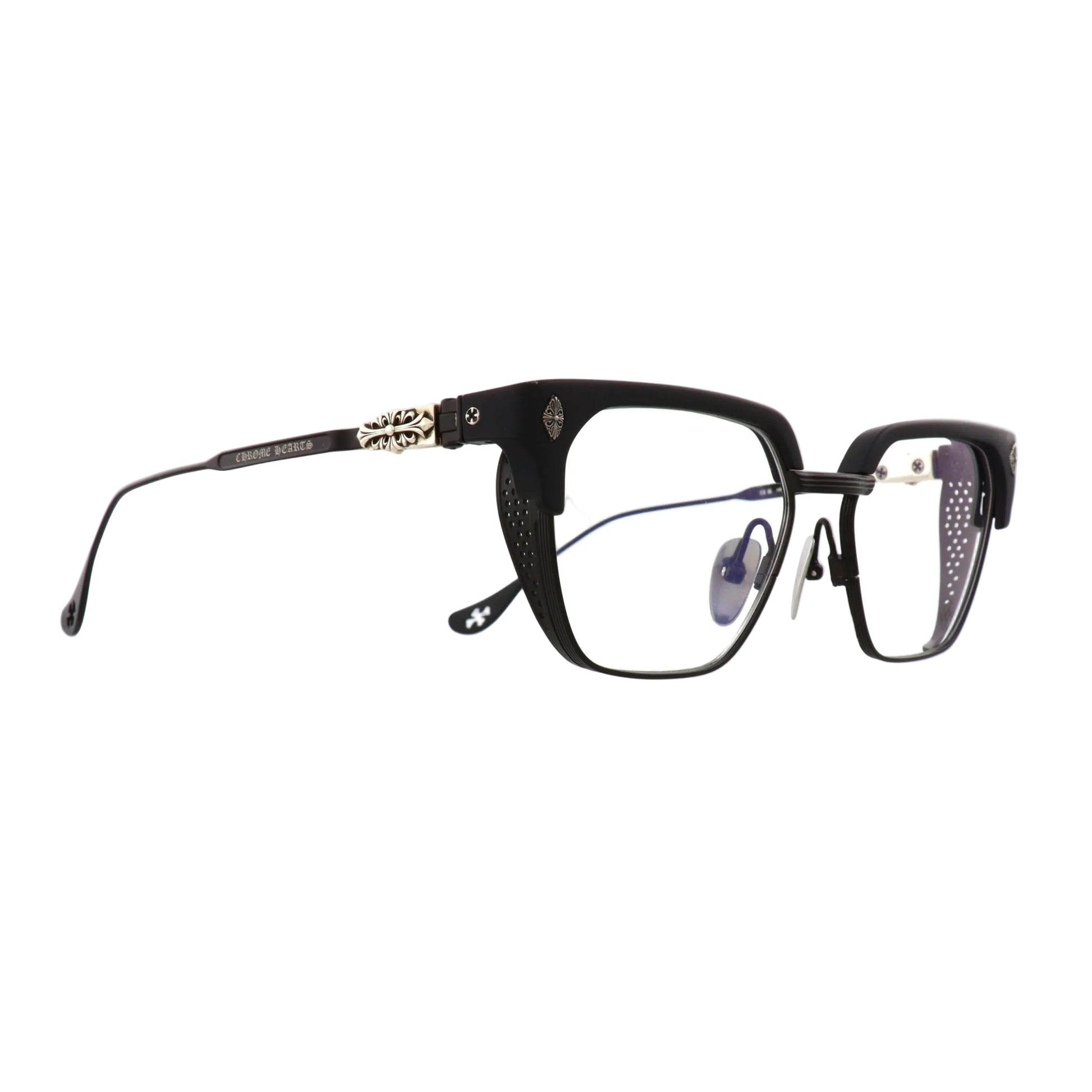 Chrome Hearts LGMA sunglasses with black frames and side detailing, stylish eyewear for a bold, modern look.