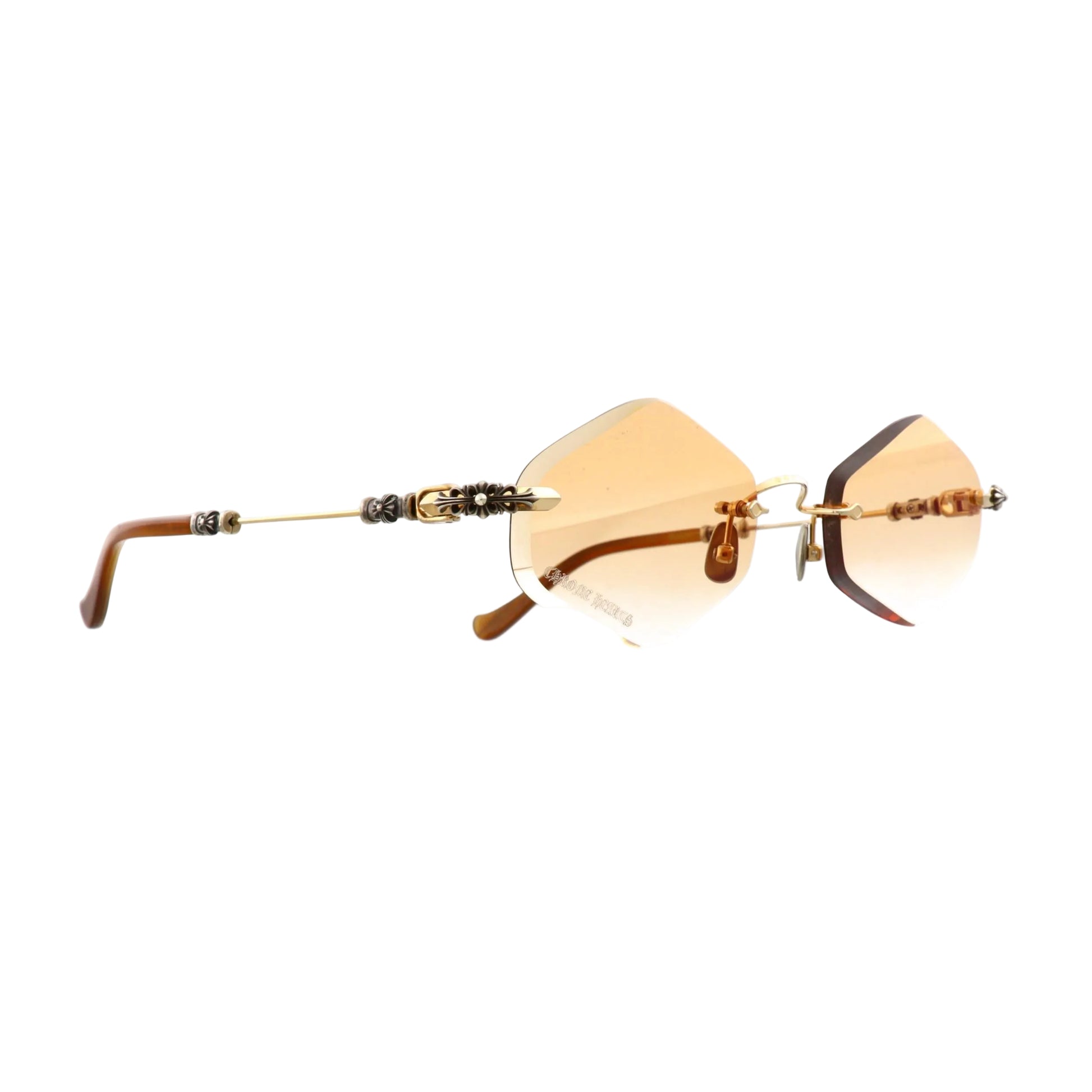 Chrome Hearts Pills I sunglasses with buffalo horn frames, gold accents, new with tags, stylish and distinctive eyewear.