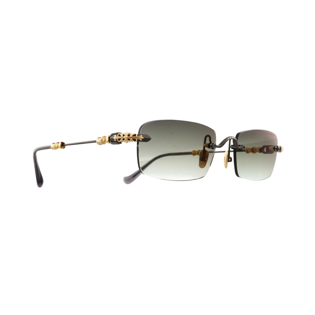 Chrome Hearts Pills III sunglasses in black with front view, new with tags, featuring bold, stylish eyewear design.