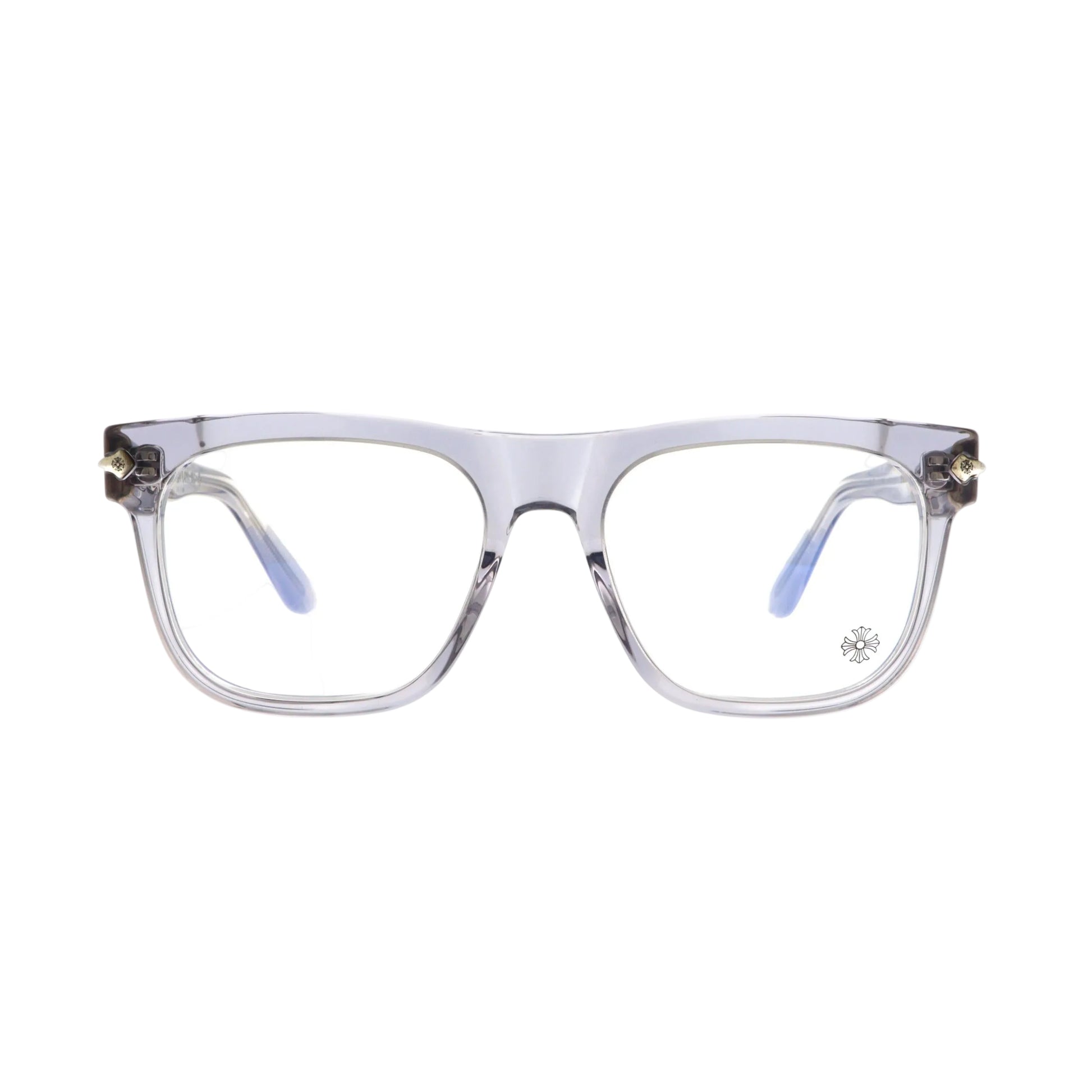 Chrome Hearts Slid'n sunglasses with grey crystal lenses and transparent front, stylish and modern eyewear.