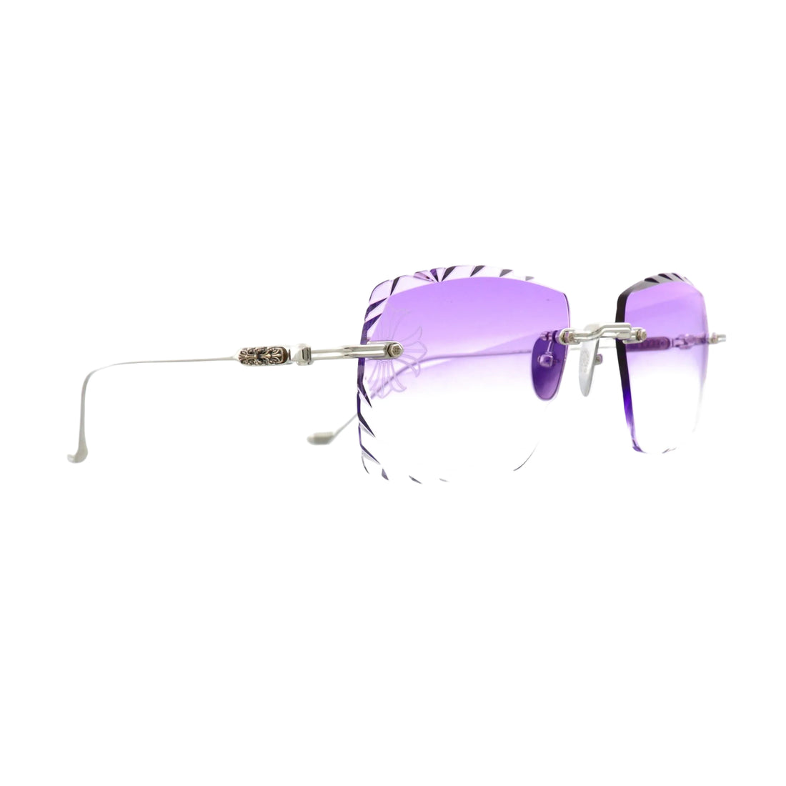 Chrome Hearts Soffffffffers sunglasses with silver front and sleek design, showcasing stylish eyewear with high-quality craftsmanship.