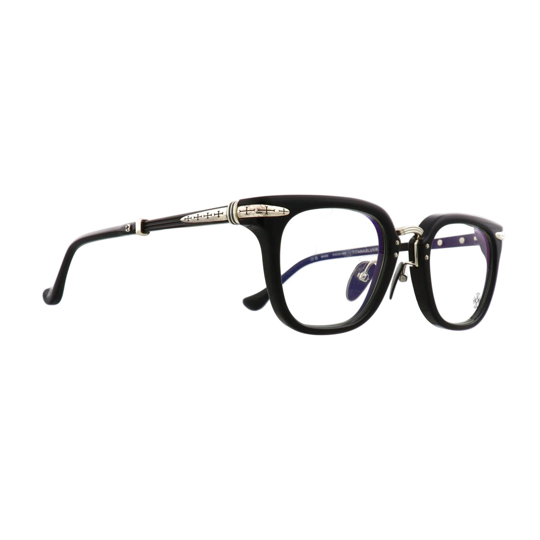 Chrome Hearts Titanasluvr sunglasses in black with sleek front view, featuring bold frames and stylish design.