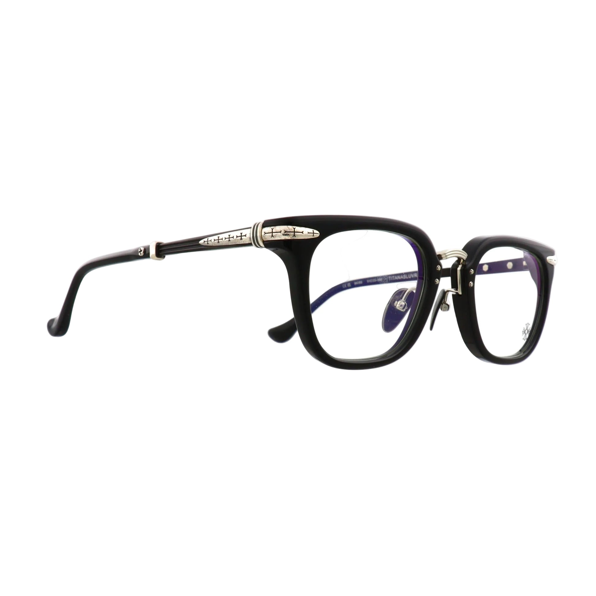 Chrome Hearts Titanasluvr black sunglasses with bold frames and tinted lenses, showcasing a stylish and modern design.