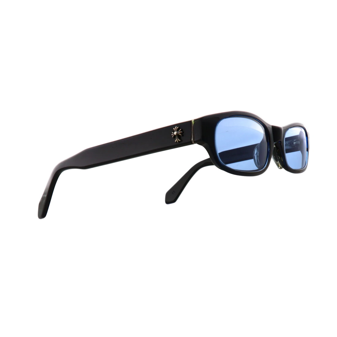 Chrome Hearts Ironwood vintage sunglasses with black frames and dark lenses, new with tags, made in Italy, early 2000s.