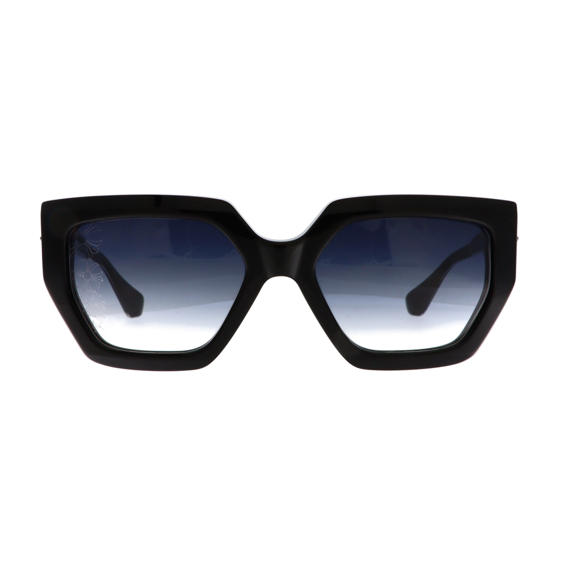 Chrome Hearts Idhitit sunglasses with chrome frame and tinted lenses, new with tags, stylish and modern eyewear.