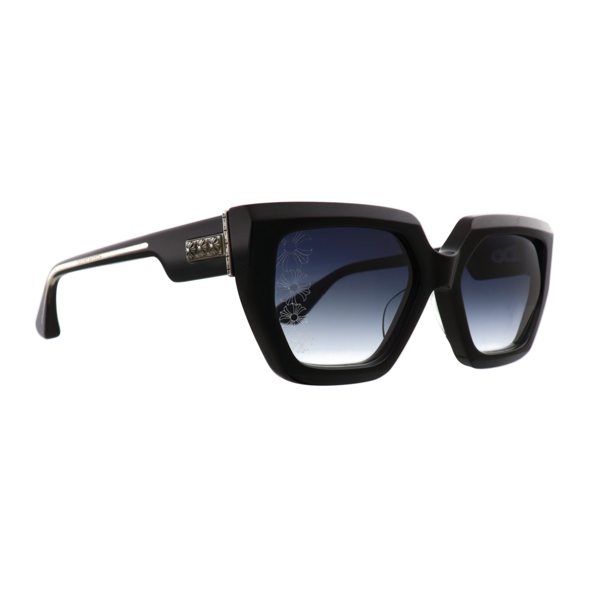 Chrome Hearts Idhitit sunglasses with chrome finish, featuring sleek frame design and tinted lenses. New with tags.