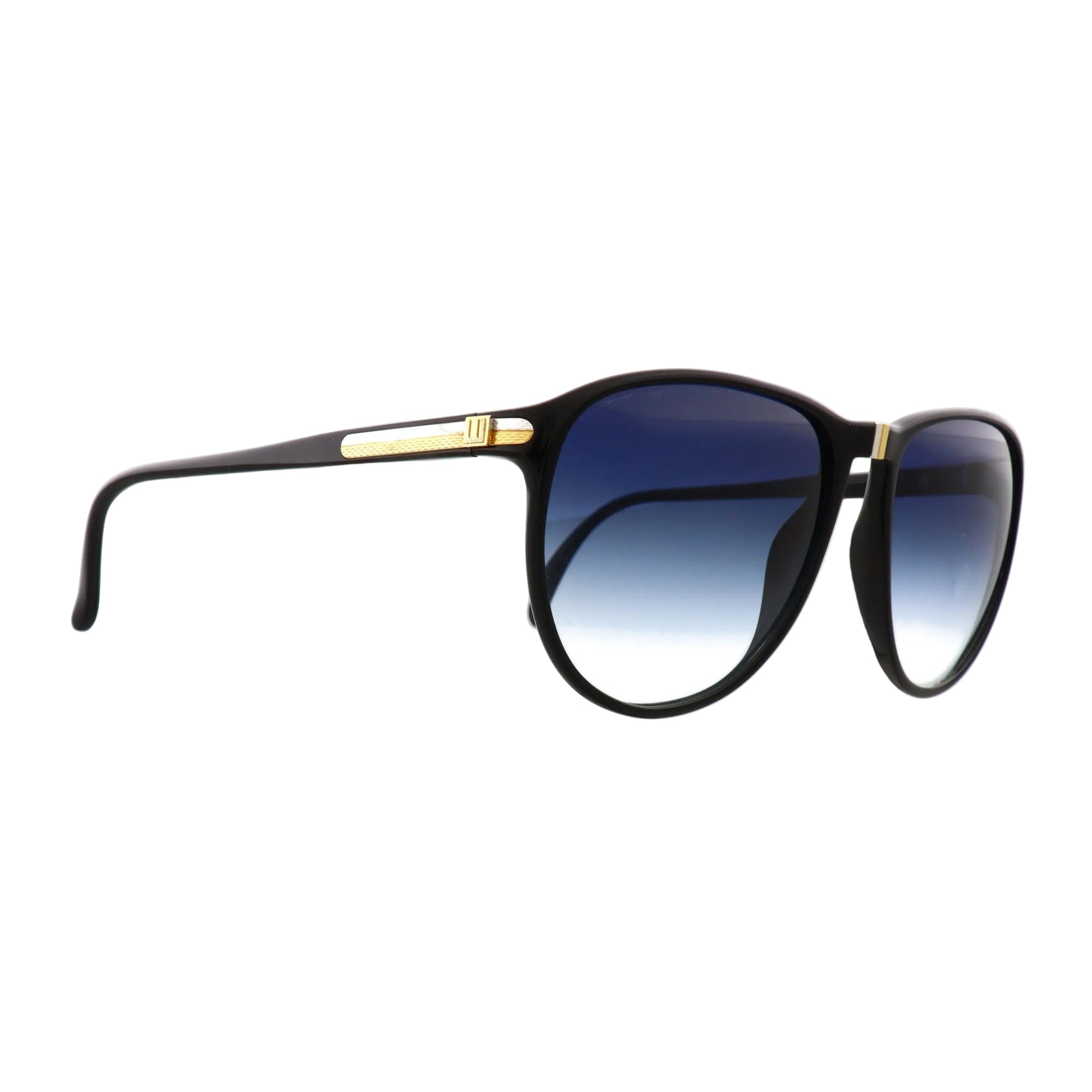 Black Dunhill sunglasses model 6040 with sleek frame and tinted lenses, shown from a side angle.