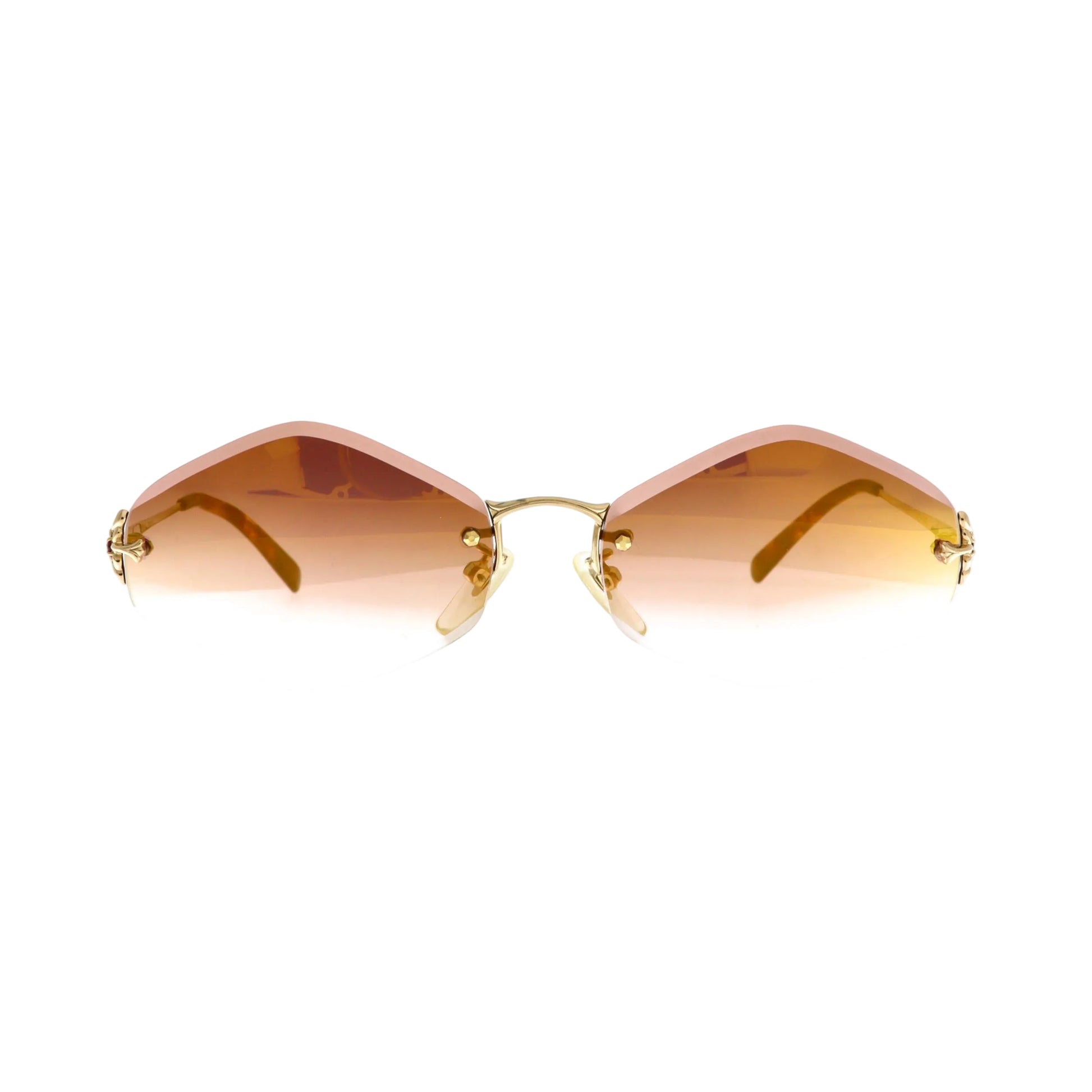 Fendi FE-9244 sunglasses with gold front and dark temples, stylish and elegant eyewear for a sophisticated look.