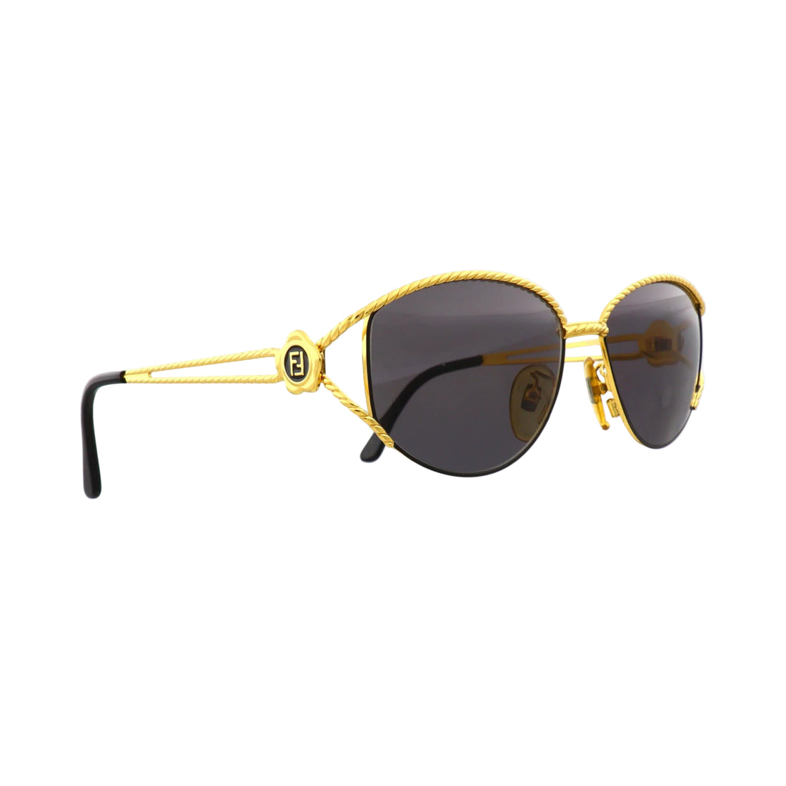 Fendi SL 7022 sunglasses with gold front and black temples, stylish designer eyewear for a sophisticated look.