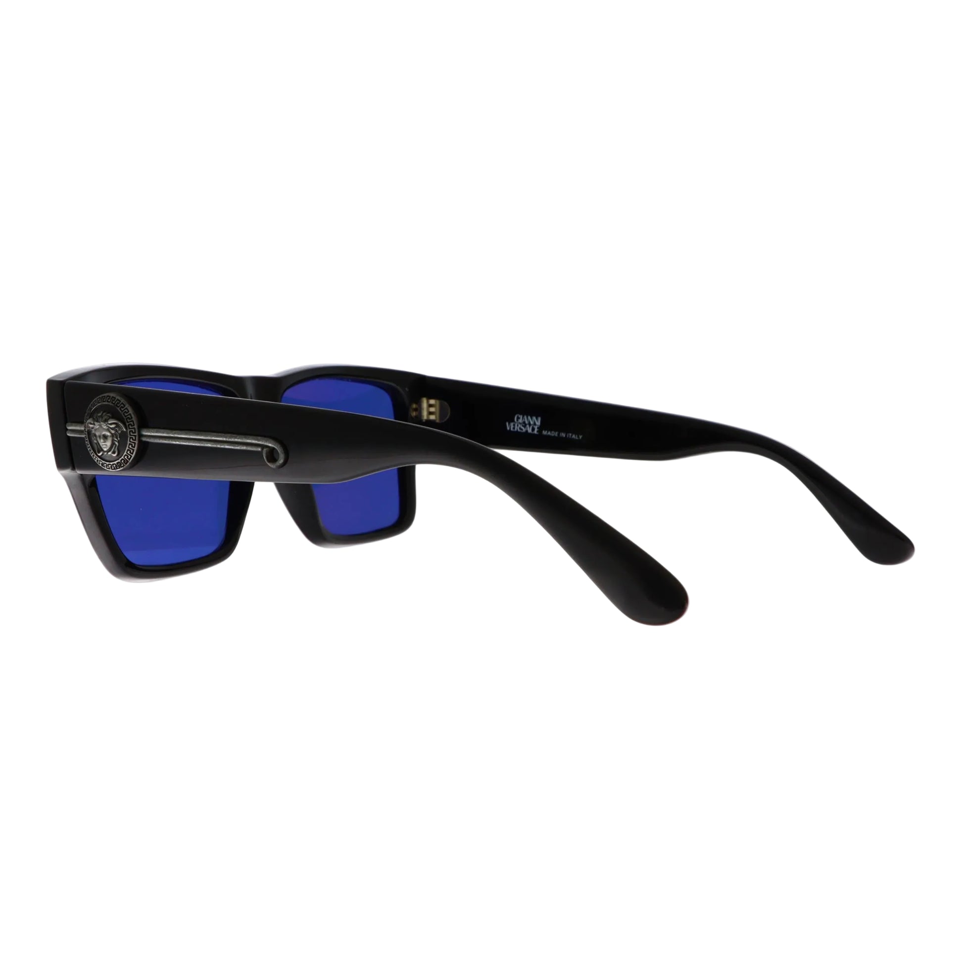 Black Gianni Versace sunglasses model 372N with bold frames and dark tinted lenses, stylish accessory for sun protection.