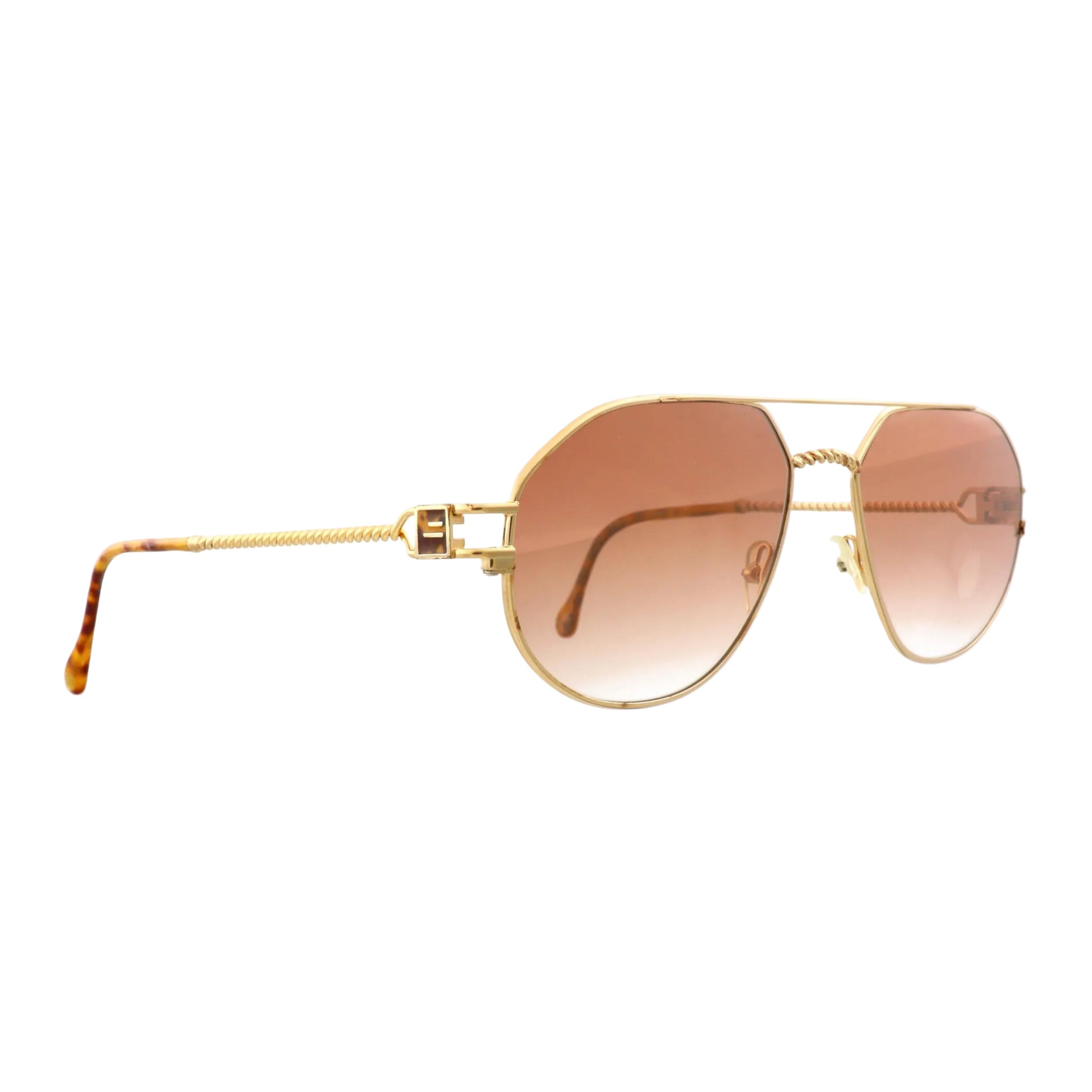 Henry Jullien Keano sunglasses with gold frame and dark tinted lenses, stylish eyewear shown from side angle.
