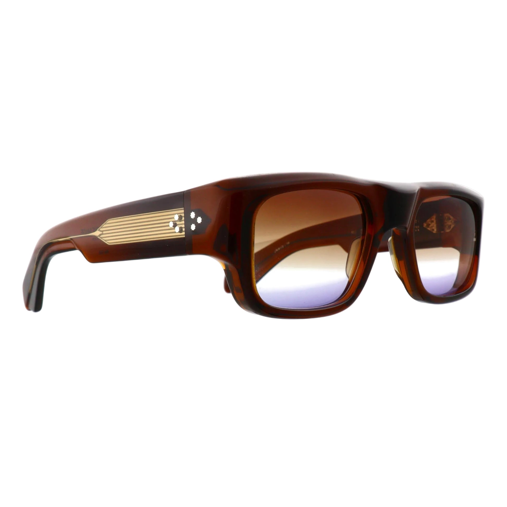Jacques Marie Mage Donati sunglasses with brown frames, new with tags, showcasing side view and stylish design.
