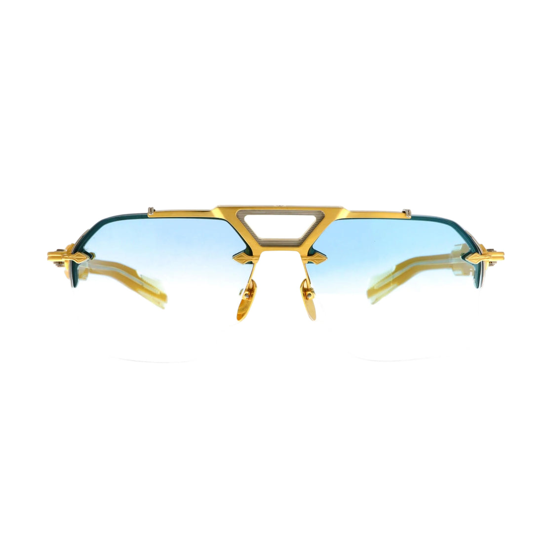 Jacques Marie Mage Silverton sunglasses with gold front, new with tags, featuring stylish eyewear design and sleek frame details.
